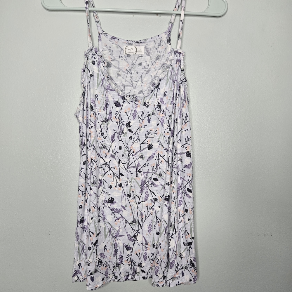 Maurices White Lavender Floral Tank Top L